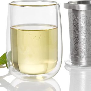 AdHoc Fusion Glass | Set 2x Teeglas und 2x Teefilter für losen Tee | 400ml Füllmenge, Borosilikatglas/Edelstahl 8