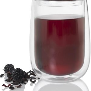 AdHoc Fusion Glass | Set 2x Teeglas und 2x Teefilter für losen Tee | 400ml Füllmenge, Borosilikatglas/Edelstahl 14
