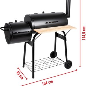 BBQ Collection 2-in-1 Smoker BBQ - Holzkohlegrill - Gartenküche Barbecue - Grill- und Räuchergrills - 104 x 58 x 114 cm 10
