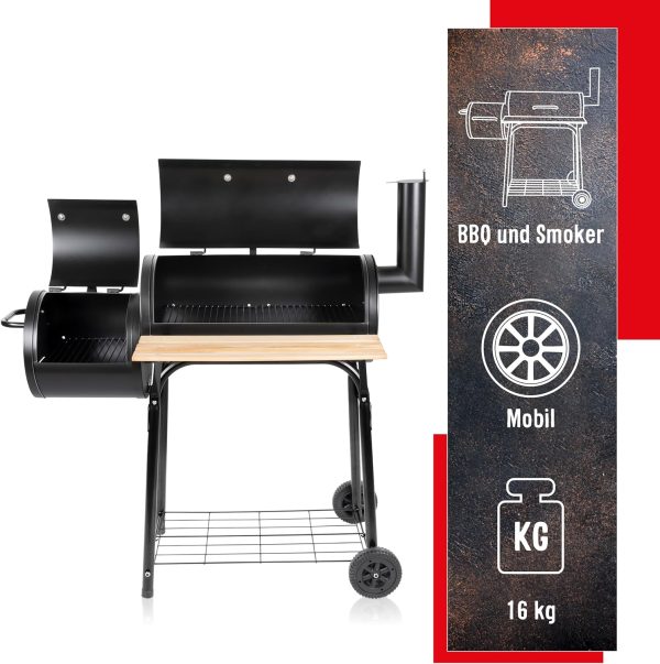BBQ Collection 2-in-1 Smoker BBQ - Holzkohlegrill - Gartenküche Barbecue - Grill- und Räuchergrills - 104 x 58 x 114 cm 3