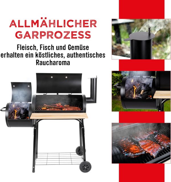 BBQ Collection 2-in-1 Smoker BBQ - Holzkohlegrill - Gartenküche Barbecue - Grill- und Räuchergrills - 104 x 58 x 114 cm 8