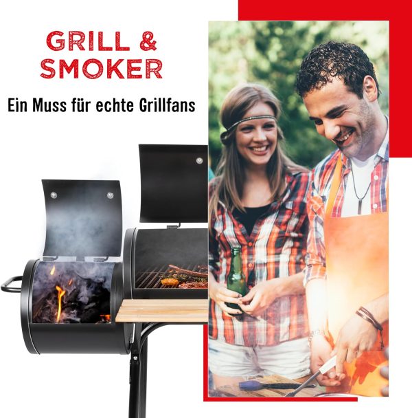 BBQ Collection 2-in-1 Smoker BBQ - Holzkohlegrill - Gartenküche Barbecue - Grill- und Räuchergrills - 104 x 58 x 114 cm 9