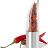 AdHoc Chilimühle Pepe mit Chili Schoten Füllung | Chilischneider mit original SchneidWerk | Gewürzschneider in edler Geschenk Verpackung | Edelstahl gebürstet 16