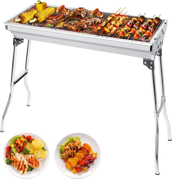 AGM Holzkohlegrill Camping Grill Holzkohle,Klappgrill Tragbarer Grill,Für Camping Garten Picknick Party, 73x 33x 71 cm, für 5-10 Personen 1