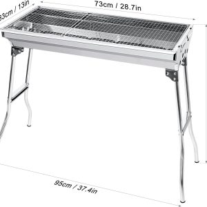 AGM Holzkohlegrill Camping Grill Holzkohle,Klappgrill Tragbarer Grill,Für Camping Garten Picknick Party, 73x 33x 71 cm, für 5-10 Personen 14
