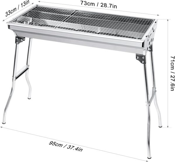 AGM Holzkohlegrill Camping Grill Holzkohle,Klappgrill Tragbarer Grill,Für Camping Garten Picknick Party, 73x 33x 71 cm, für 5-10 Personen 4