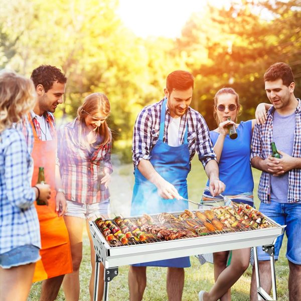 AGM Holzkohlegrill Camping Grill Holzkohle,Klappgrill Tragbarer Grill,Für Camping Garten Picknick Party, 73x 33x 71 cm, für 5-10 Personen 5