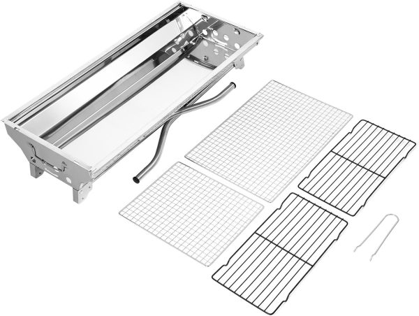 AGM Holzkohlegrill Camping Grill Holzkohle,Klappgrill Tragbarer Grill,Für Camping Garten Picknick Party, 73x 33x 71 cm, für 5-10 Personen 6