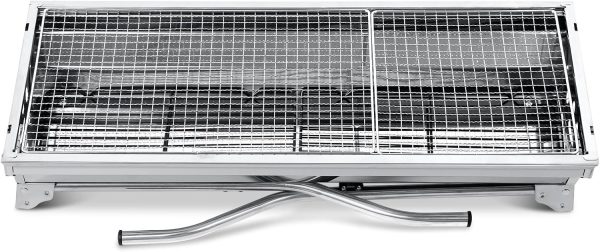 AGM Holzkohlegrill Camping Grill Holzkohle,Klappgrill Tragbarer Grill,Für Camping Garten Picknick Party, 73x 33x 71 cm, für 5-10 Personen 7