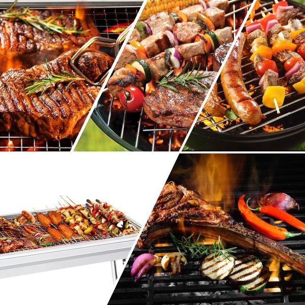 AGM Holzkohlegrill Camping Grill Holzkohle,Klappgrill Tragbarer Grill,Für Camping Garten Picknick Party, 73x 33x 71 cm, für 5-10 Personen 9