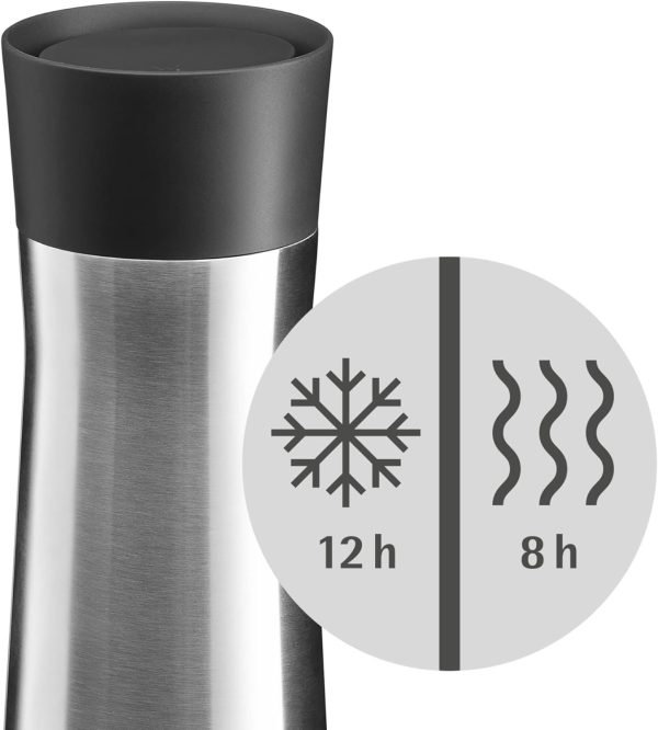 WMF Impulse Isolierbecher 350 ml, Thermobecher mit Automatikverschluss, 360°-Trinköffnung, Kaffeebecher to go hält Getränke 8h heiß/12h kalt, silber 3