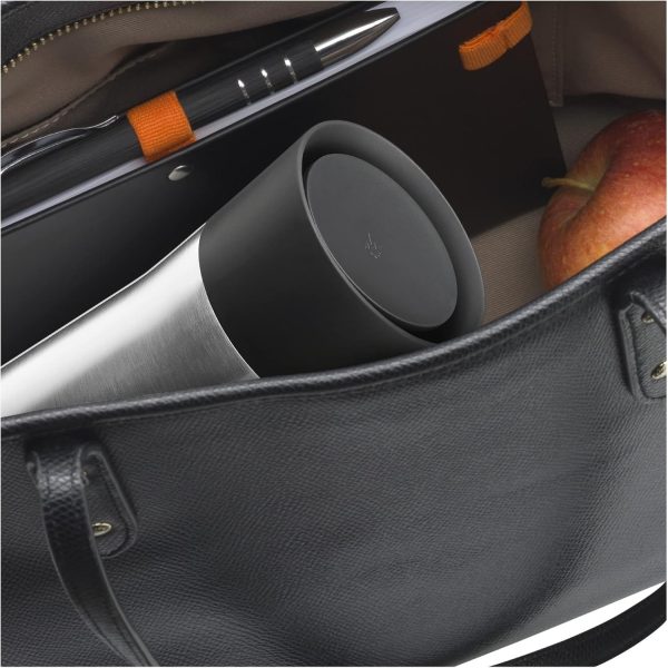 WMF Impulse Isolierbecher 350 ml, Thermobecher mit Automatikverschluss, 360°-Trinköffnung, Kaffeebecher to go hält Getränke 8h heiß/12h kalt, silber 7