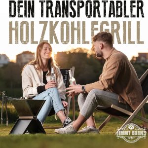 JIMMY BURNS Campinggrill Holzkohle Edelstahl | [Notebook Design] | für 2-4 Personen | Barbecue Klappgrill für Camping, Outdoor, Reise, Festival, Picknick | inkl. Grill Zubehör 22