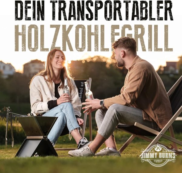 JIMMY BURNS Campinggrill Holzkohle Edelstahl | [Notebook Design] | für 2-4 Personen | Barbecue Klappgrill für Camping, Outdoor, Reise, Festival, Picknick | inkl. Grill Zubehör 8