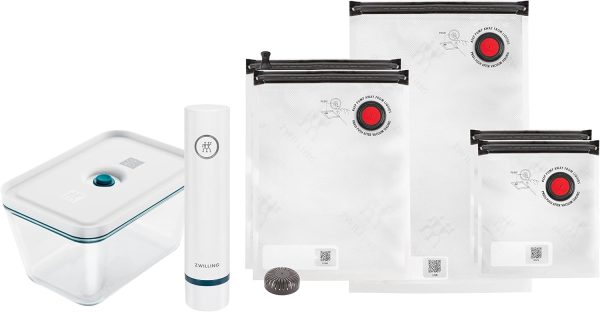 ZWILLING Fresh & Save Vakuum Starterset, Glas, 7-teilig, inkl. Dose, Pumpe und Beutel, La Mer 1