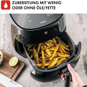 ZWILLING Air Fryer / Heißluftfritteuse, 4 L, 6 Programme, 1.400 Watt, Frittieren, Garen und Backen ohne Fett, inkl. Rezeptbuch, Schwarz 16