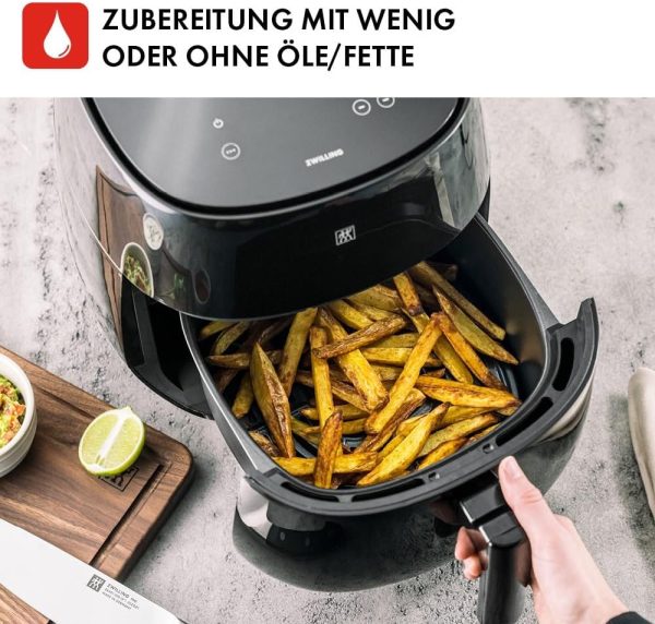 ZWILLING Air Fryer / Heißluftfritteuse, 4 L, 6 Programme, 1.400 Watt, Frittieren, Garen und Backen ohne Fett, inkl. Rezeptbuch, Schwarz 5