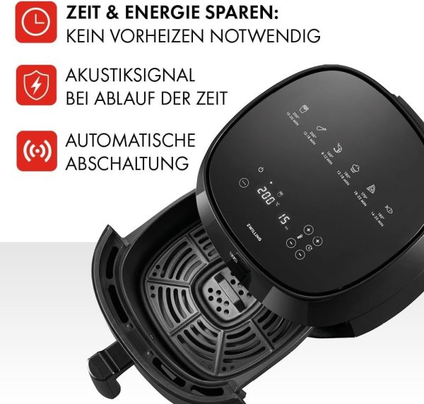 ZWILLING Air Fryer / Heißluftfritteuse, 4 L, 6 Programme, 1.400 Watt, Frittieren, Garen und Backen ohne Fett, inkl. Rezeptbuch, Schwarz 9