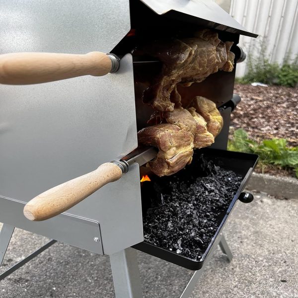 ACTIVA Mutzbratengrill I Premium Mangal Grill inkl. inkl. batteriebetriebem Motor & Spieße I Robuster Holzgrill für ein einzigartiges Grillerlebnis, aus Legierter Stahl 6