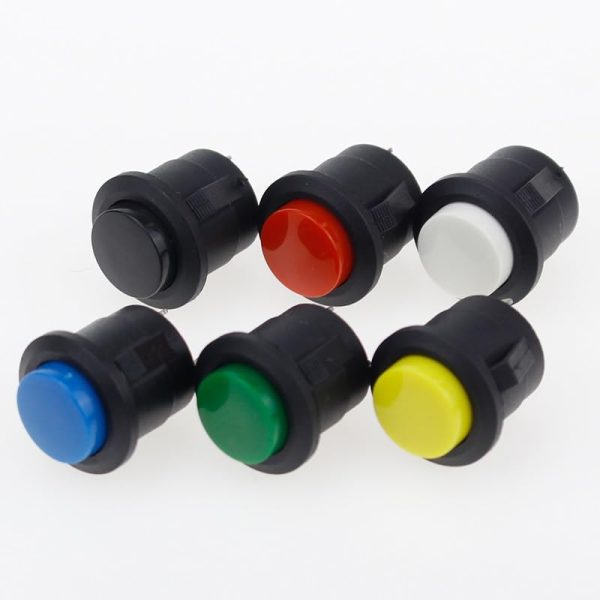 AELFIE 6 Stück 16 mm Reset-Druckknopfschalter Rundschalter 6 A 125 V/3 A 250 VAC (Farbe: Blau) 2