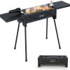 COSTWAY Tragbarer Holzkohlegrill mit elektrischer Bratgabel, leichte Outdoor-Grill, abnehmbaren Beinen, Campinggrill für BBQ, Camping, Picknick, Party, Garten, Grillfläche: ca. 46 x 20 cm 26