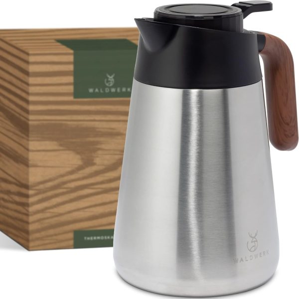 WALDWERK Thermoskanne (1,5L) - Kaffeekanne aus doppelwandigem 304 Edelstahl - Isolierkanne mit tropffreiem Ausguss - Kaffeekanne Thermo 1