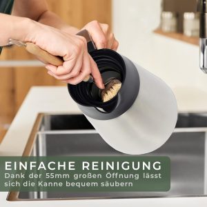 WALDWERK Thermoskanne (1,5L) - Kaffeekanne aus doppelwandigem 304 Edelstahl - Isolierkanne mit tropffreiem Ausguss - Kaffeekanne Thermo 14