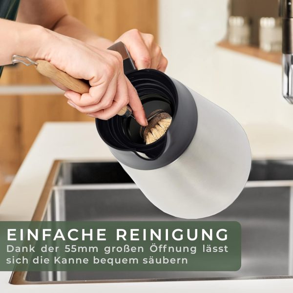 WALDWERK Thermoskanne (1,5L) - Kaffeekanne aus doppelwandigem 304 Edelstahl - Isolierkanne mit tropffreiem Ausguss - Kaffeekanne Thermo 5