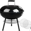 Joyfair Holzkohlegrill mit 2 Grillrosten, 35,6 cm kleiner, tragbarer Grill mit Deckel für Outdoor-Camping/Terrasse/Hinterhofgrill/Tischkochen, emailliert, Dual-Ventilationssystem, Schwarz 28