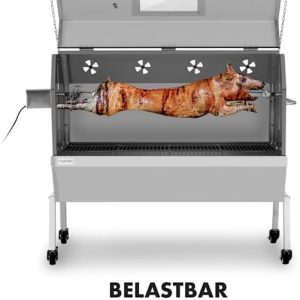 Klarstein 2-in-1 Rotisserie Grill mit Motor, Grill mit Drehspieß, Großer Spießgrill für Spanferkel, Grill mit Sichtfenster, Spieß Grill mit Edelstahl-Rost, Großer Holzkohlegrill mit Bodenrollen 14