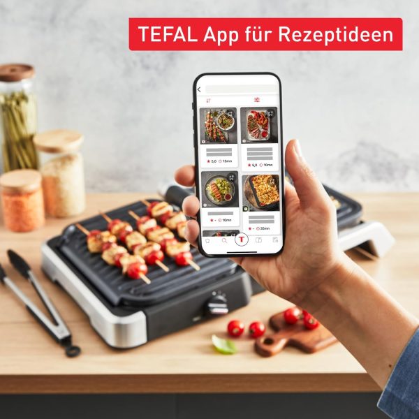 Tefal OptiGrill 4in1 Kontaktgrill mit Backschale, Aufklappbar, Tischgrill, 9 Programme, Garstufenanzeige, Elektrogrill, Backofen, GC776D10, Edelstahl/Schwarz 2