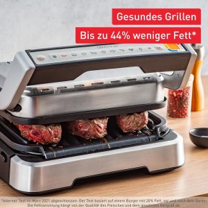 Tefal OptiGrill 4in1 Kontaktgrill mit Backschale, Aufklappbar, Tischgrill, 9 Programme, Garstufenanzeige, Elektrogrill, Backofen, GC776D10, Edelstahl/Schwarz 14