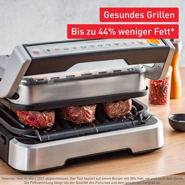 Tefal OptiGrill 4in1 Kontaktgrill mit Backschale, Aufklappbar, Tischgrill, 9 Programme, Garstufenanzeige, Elektrogrill, Backofen, GC776D10, Edelstahl/Schwarz 5