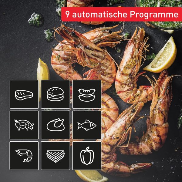 Tefal OptiGrill 4in1 Kontaktgrill mit Backschale, Aufklappbar, Tischgrill, 9 Programme, Garstufenanzeige, Elektrogrill, Backofen, GC776D10, Edelstahl/Schwarz 6