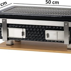 BBQ-Toro Keramik Tischgrill mit Holzunterlage | 50 x 23 x 17 cm | Hibachi Tischgrill ohne Strom | Schwarz | Minigrill, Tischgrill Holzkohle, Kohlegrill Camping Grill Holzkohle, Mini Grill Holzkohle 12
