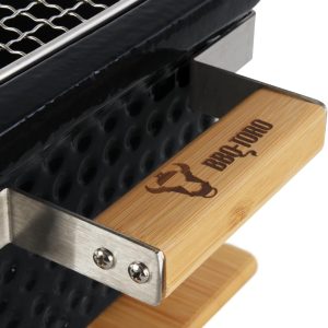 BBQ-Toro Keramik Tischgrill mit Holzunterlage | 50 x 23 x 17 cm | Hibachi Tischgrill ohne Strom | Schwarz | Minigrill, Tischgrill Holzkohle, Kohlegrill Camping Grill Holzkohle, Mini Grill Holzkohle 14
