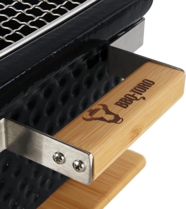 BBQ-Toro Keramik Tischgrill mit Holzunterlage | 50 x 23 x 17 cm | Hibachi Tischgrill ohne Strom | Schwarz | Minigrill, Tischgrill Holzkohle, Kohlegrill Camping Grill Holzkohle, Mini Grill Holzkohle 5