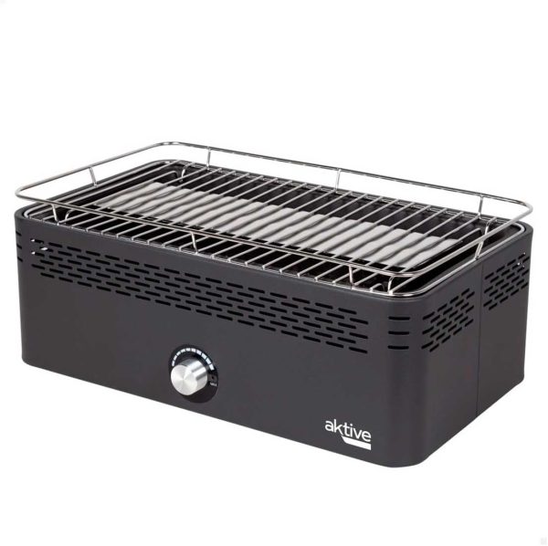 Aktive Tragbarer Holzkohlegrill, wiederaufladbar, rauchfrei, rechteckig, Tropfschutz, Maße 45 x 28 x 19 cm, inklusive Tragetasche, Terrassengrill, Balkon (63004) 1