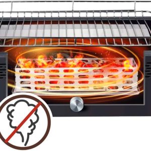 Aktive Tragbarer Holzkohlegrill, wiederaufladbar, rauchfrei, rechteckig, Tropfschutz, Maße 45 x 28 x 19 cm, inklusive Tragetasche, Terrassengrill, Balkon (63004) 12