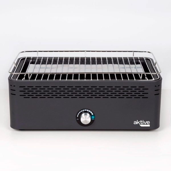 Aktive Tragbarer Holzkohlegrill, wiederaufladbar, rauchfrei, rechteckig, Tropfschutz, Maße 45 x 28 x 19 cm, inklusive Tragetasche, Terrassengrill, Balkon (63004) 5