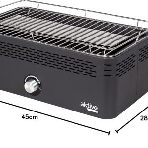 Aktive Tragbarer Holzkohlegrill, wiederaufladbar, rauchfrei, rechteckig, Tropfschutz, Maße 45 x 28 x 19 cm, inklusive Tragetasche, Terrassengrill, Balkon (63004) 18
