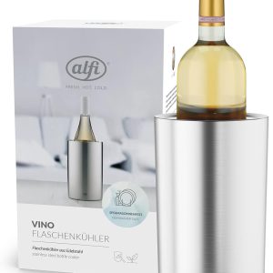 alfi Weinkühler Edelstahl Vino, Flaschenkühler doppelwandig 0457.205.100 Sektkühler kann im Gefrierfach vorgekühlt werden & 0030.000.000 Kühlakku Aktiv-Flaschenkühler, 2er-Set 8