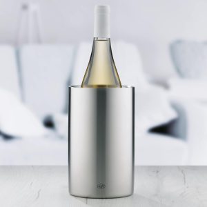 alfi Weinkühler Edelstahl Vino, Flaschenkühler doppelwandig 0457.205.100 Sektkühler kann im Gefrierfach vorgekühlt werden & 0030.000.000 Kühlakku Aktiv-Flaschenkühler, 2er-Set 10
