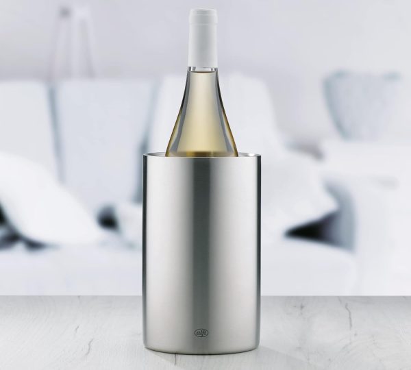 alfi Weinkühler Edelstahl Vino, Flaschenkühler doppelwandig 0457.205.100 Sektkühler kann im Gefrierfach vorgekühlt werden & 0030.000.000 Kühlakku Aktiv-Flaschenkühler, 2er-Set 3