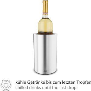 alfi Weinkühler Edelstahl Vino, Flaschenkühler doppelwandig 0457.205.100 Sektkühler kann im Gefrierfach vorgekühlt werden & 0030.000.000 Kühlakku Aktiv-Flaschenkühler, 2er-Set 12