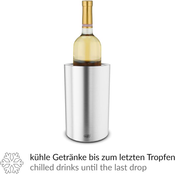 alfi Weinkühler Edelstahl Vino, Flaschenkühler doppelwandig 0457.205.100 Sektkühler kann im Gefrierfach vorgekühlt werden & 0030.000.000 Kühlakku Aktiv-Flaschenkühler, 2er-Set 4
