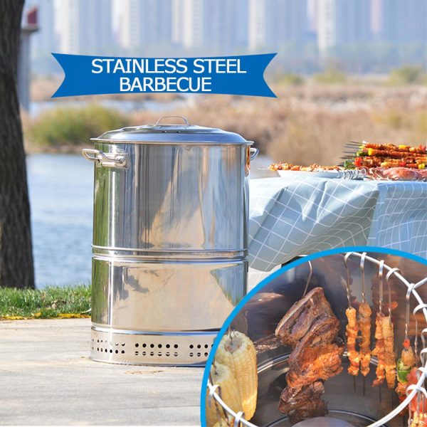RIIGOOG Tragbarer Holzkohlegrill, große Kapazität, Edelstahl, geschmorter Grill, 360 °, Rundum-Grill-Werkzeuge für Terrasse, Hinterhof, Outdoor, Camping, Picknick, mit 50 Spießen 5