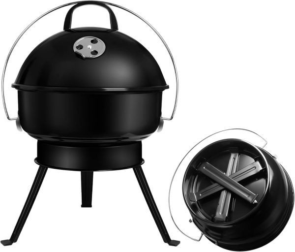 SunJas Holzkohlegrill mit Deckel Kugelgrill Klappgrill Campinggrill tragbarer Tischgrill BBQ Grills für 2-4 Personen, Kohlegrill für Camping & Gartenparty 1