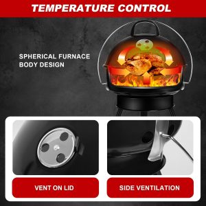 SunJas Holzkohlegrill mit Deckel Kugelgrill Klappgrill Campinggrill tragbarer Tischgrill BBQ Grills für 2-4 Personen, Kohlegrill für Camping & Gartenparty 8