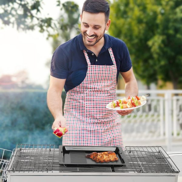 LEADZM Holzkohlegrill, Edelstahl Camping Klappgrill,70x31x71cm Außen, Terrasse, Camping, Grillparty, 5-10 Personen Verwendung (100x31x71cm) 7